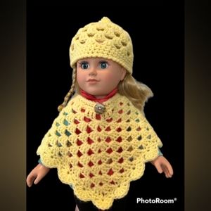 Poncho and hat for 18" doll A delight for your child's doll wardrobe.